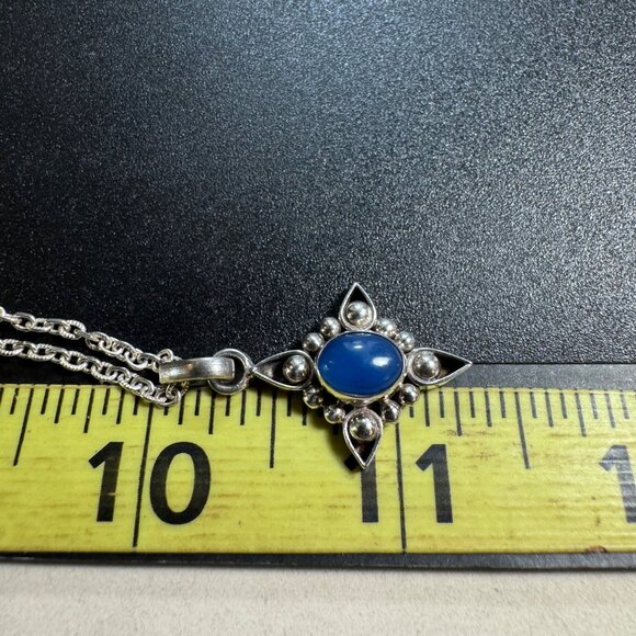 VTG Sterling Silver 925 Blue Howlite 18-20" Adjustable Length Chain - Picture 8 of 11